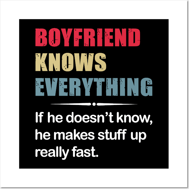 Boyfriend Knows Everything If He Does Not Know - Funny T Shirts Sayings - Funny T Shirts For Women - SarcasticT Shirts Wall Art by Murder By Text